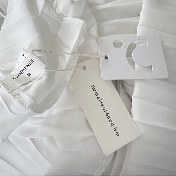 Commense Sleeveless Pleated Skirt Long Bandeau Dress Black and White Size M NEW - Picture 4 of 11